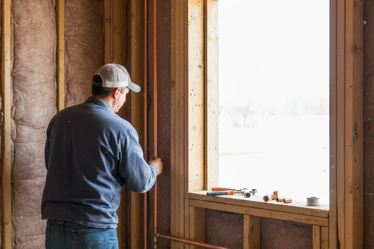 Licensed plumber running new copper supply lines in a Boalsburg home